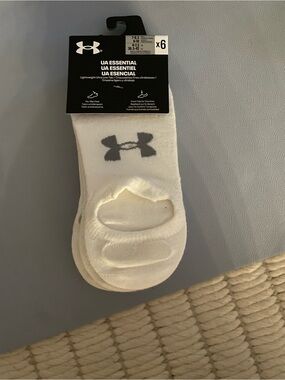 Under Armour White No-Show Athletic Socks with Gray Logo - 6 Pack